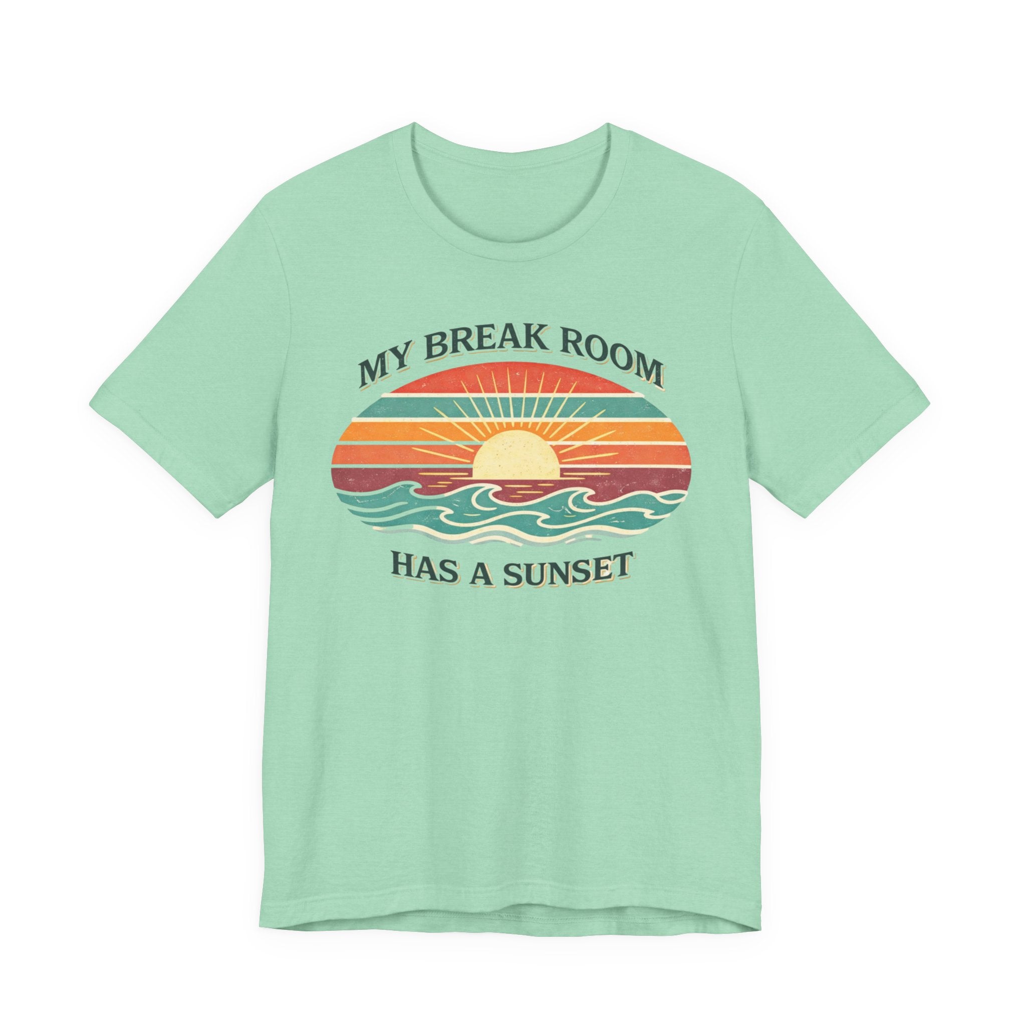 My break room has a sunset… 🌅 T-Shirt - Retro Sunset beach graphic tee Marequi Club