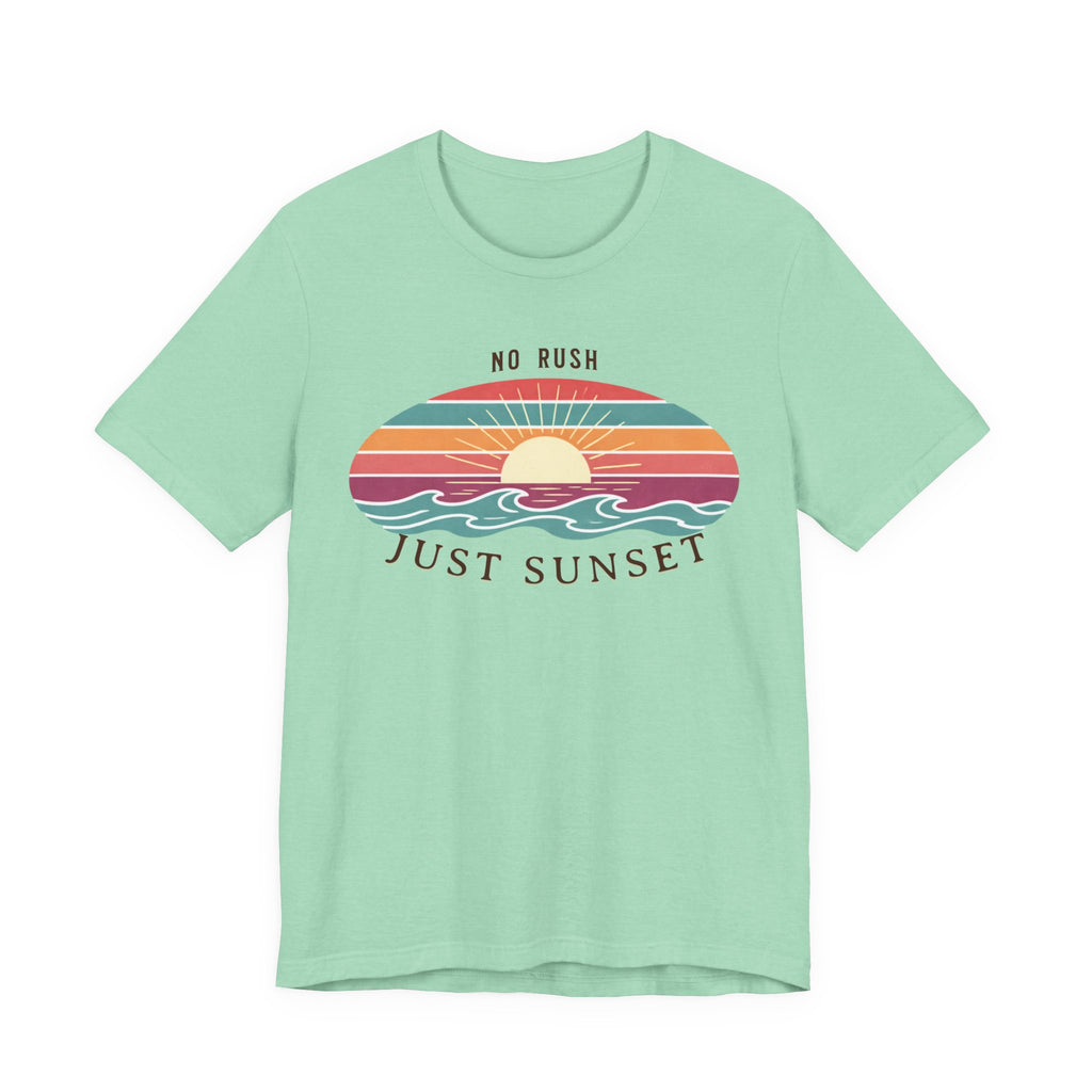NO RUSH JUST SUNSET T - SHIRT - VINTAGE BEACH GRAPHIC beach graphic tee Marequi Club
