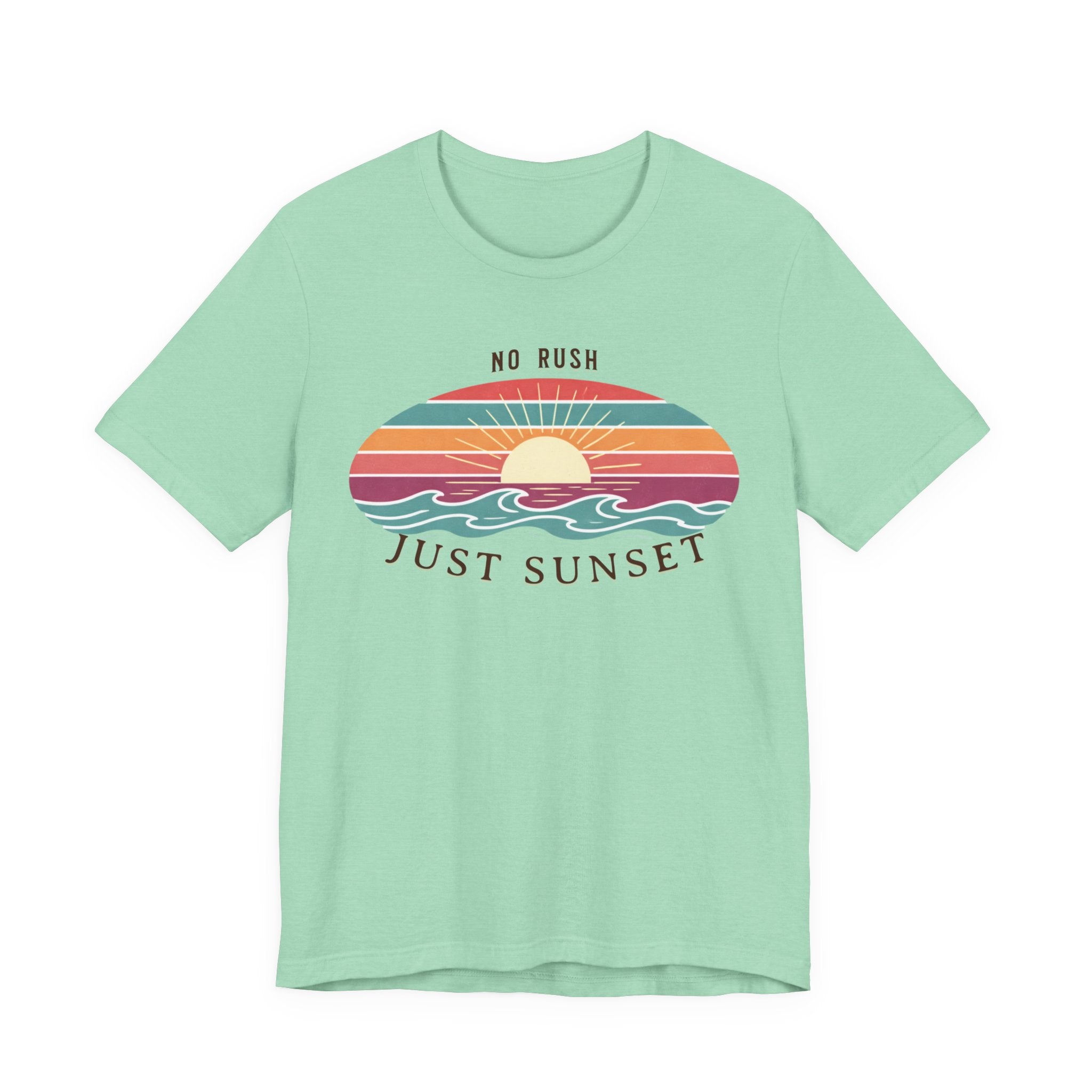 NO RUSH JUST SUNSET T - SHIRT - VINTAGE BEACH GRAPHIC beach graphic tee Marequi Club