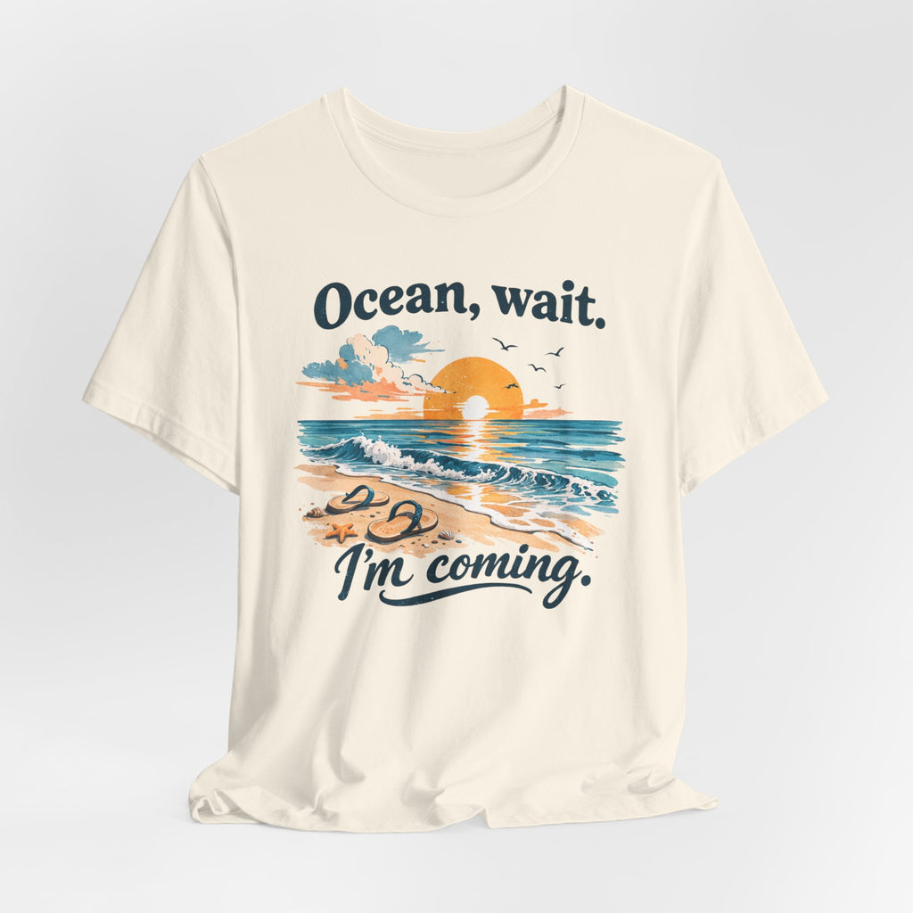 Ocean, Wait I’m Coming Vintage Beach Graphic T-Shirt MARE QUI CLUB
