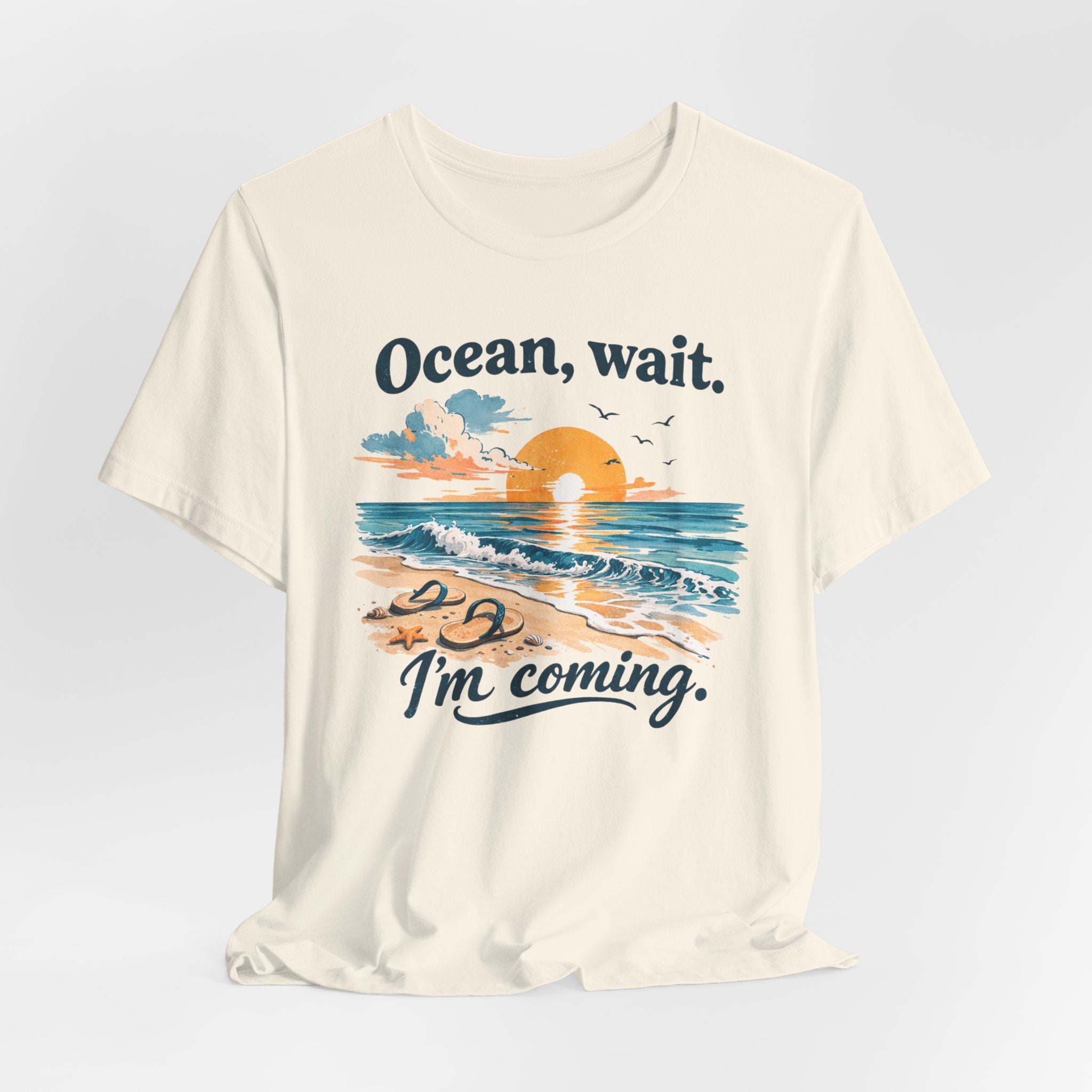 Ocean, Wait I’m Coming Vintage Beach Graphic T-Shirt MARE QUI CLUB