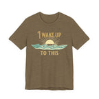 I wake up to this - NO RUSH SUNSET TEE beach graphic tee Marequi Club