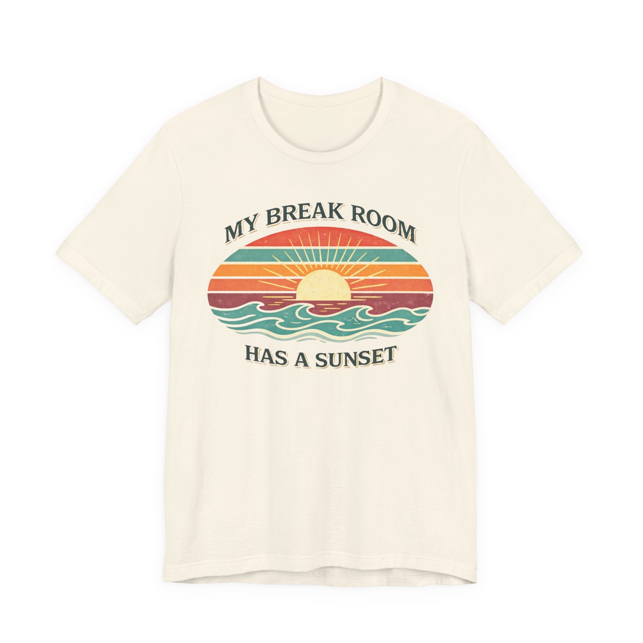 My break room has a sunset… 🌅 T-Shirt - Retro Sunset beach graphic tee Marequi Club