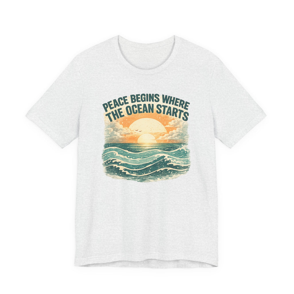 Peace Begins Where the Ocean Starts Vintage Beach beach graphic tee Marequi Club