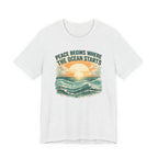 Peace Begins Where the Ocean Starts Vintage Beach beach graphic tee Marequi Club