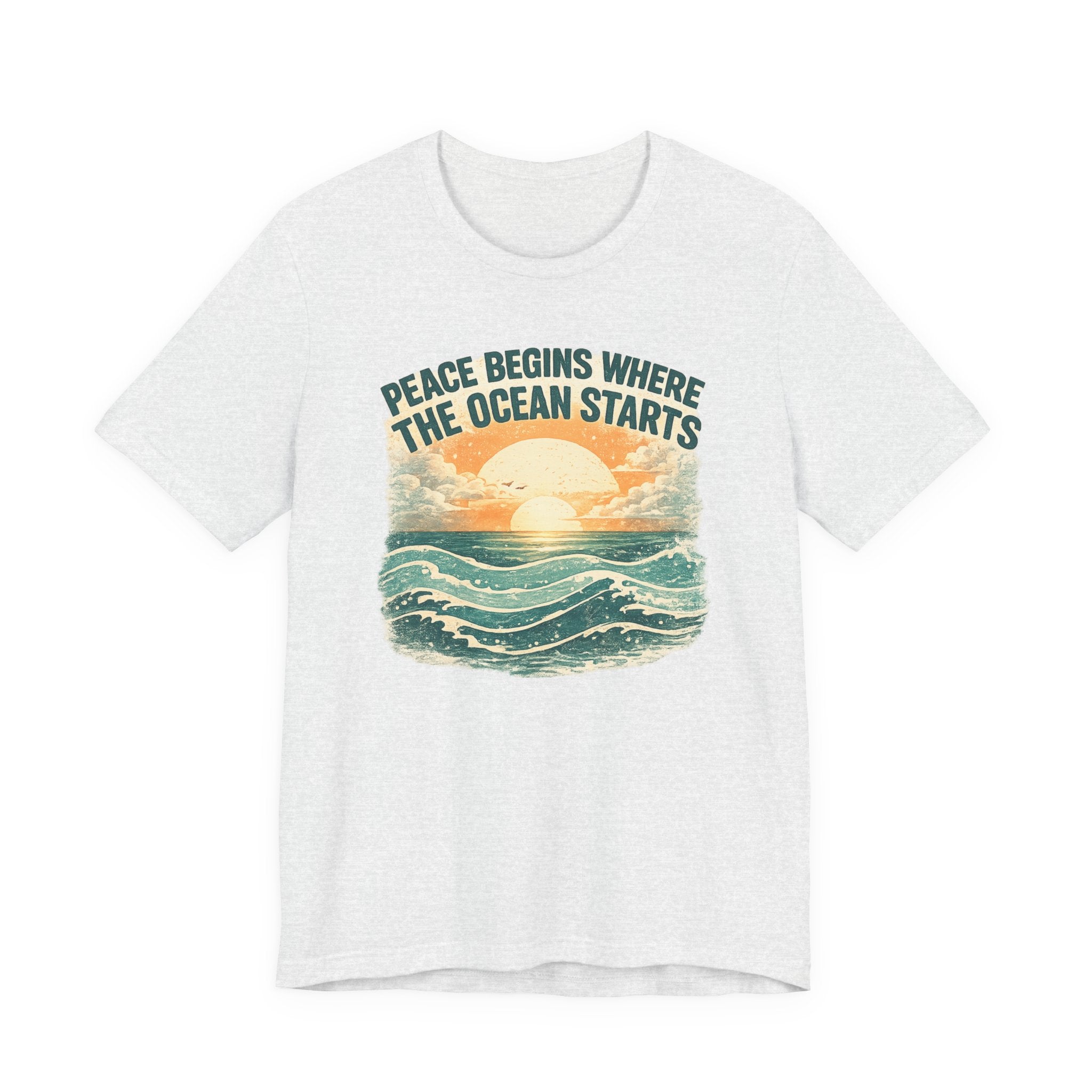 Peace Begins Where the Ocean Starts Vintage Beach beach graphic tee Marequi Club