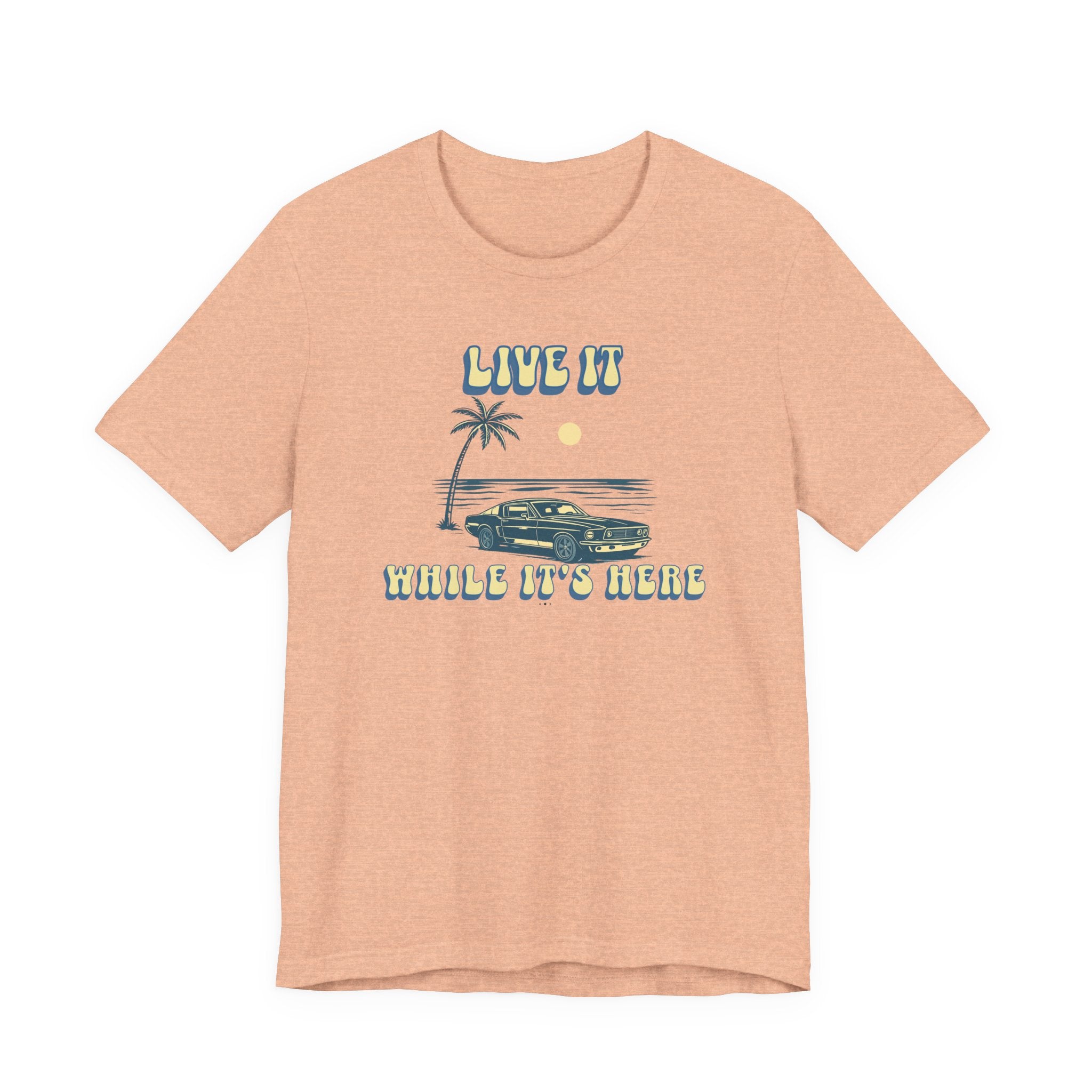Live It While It’s Here T-Shirt - Retro Beach Sunset beach graphic tee Marequi Club