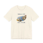 Small Cup. Big View. Positano Coffee T-Shirt Amalfi Coast Italy graphic tee Marequi Club