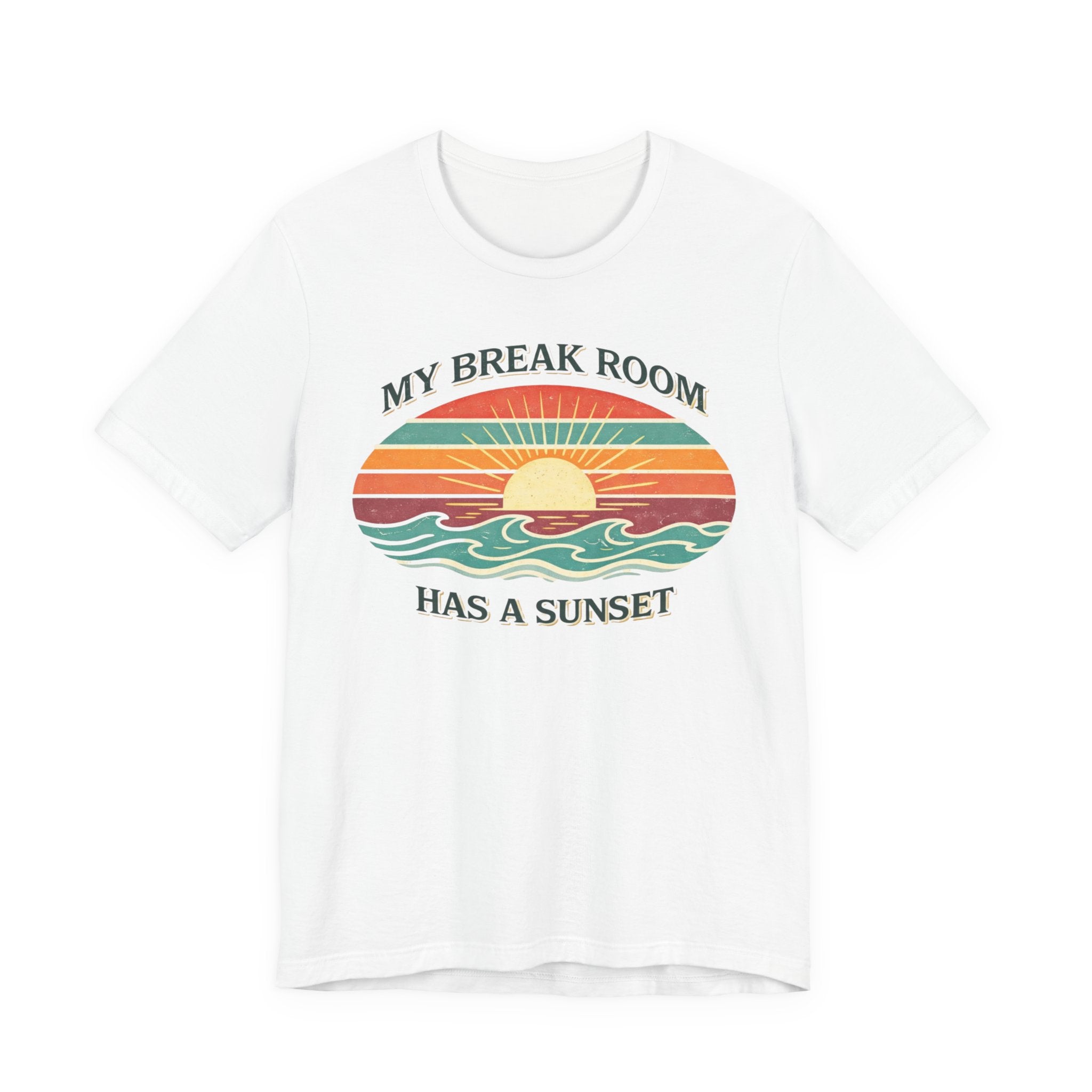 My break room has a sunset… 🌅 T-Shirt - Retro Sunset beach graphic tee Marequi Club