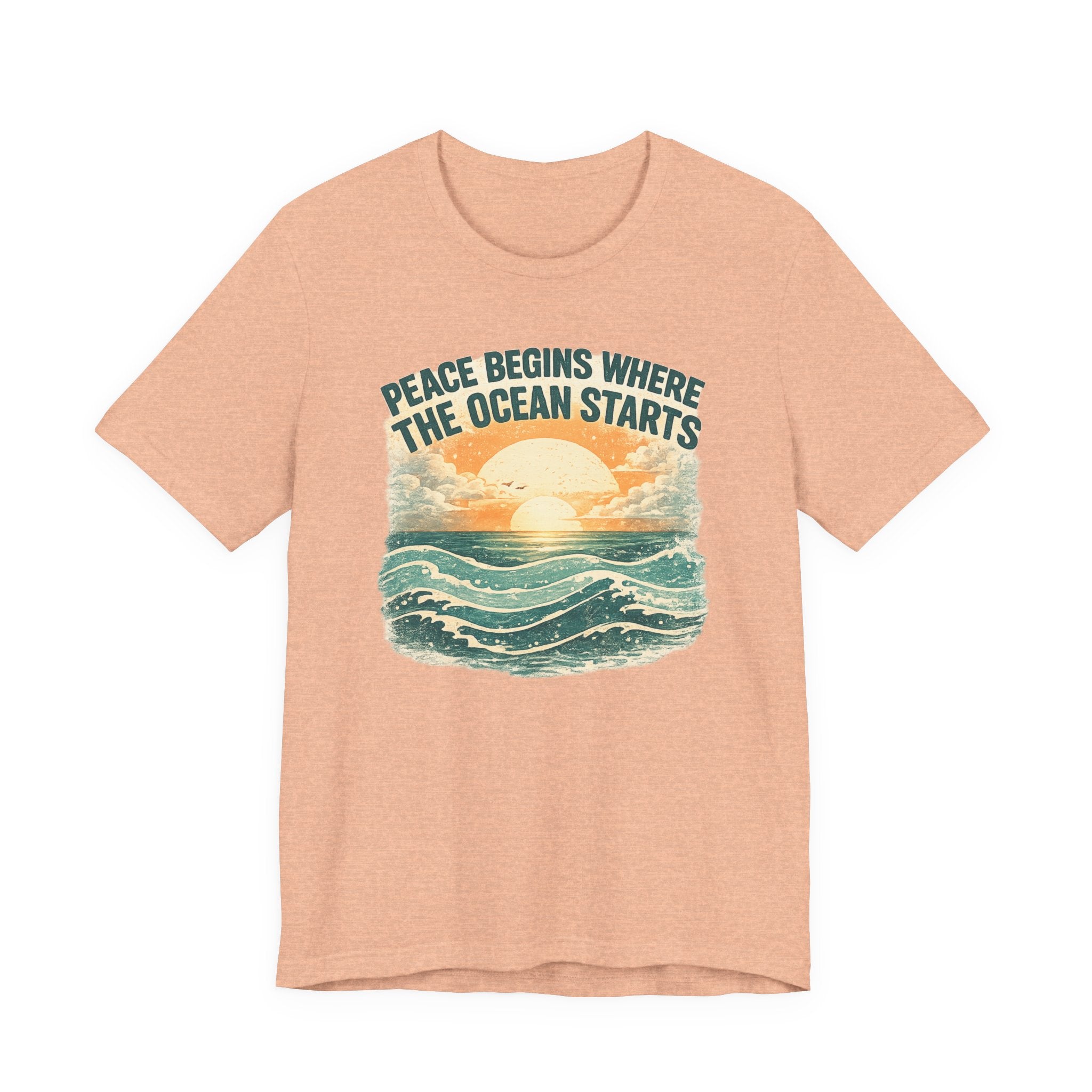 Peace Begins Where the Ocean Starts Vintage Beach beach graphic tee Marequi Club