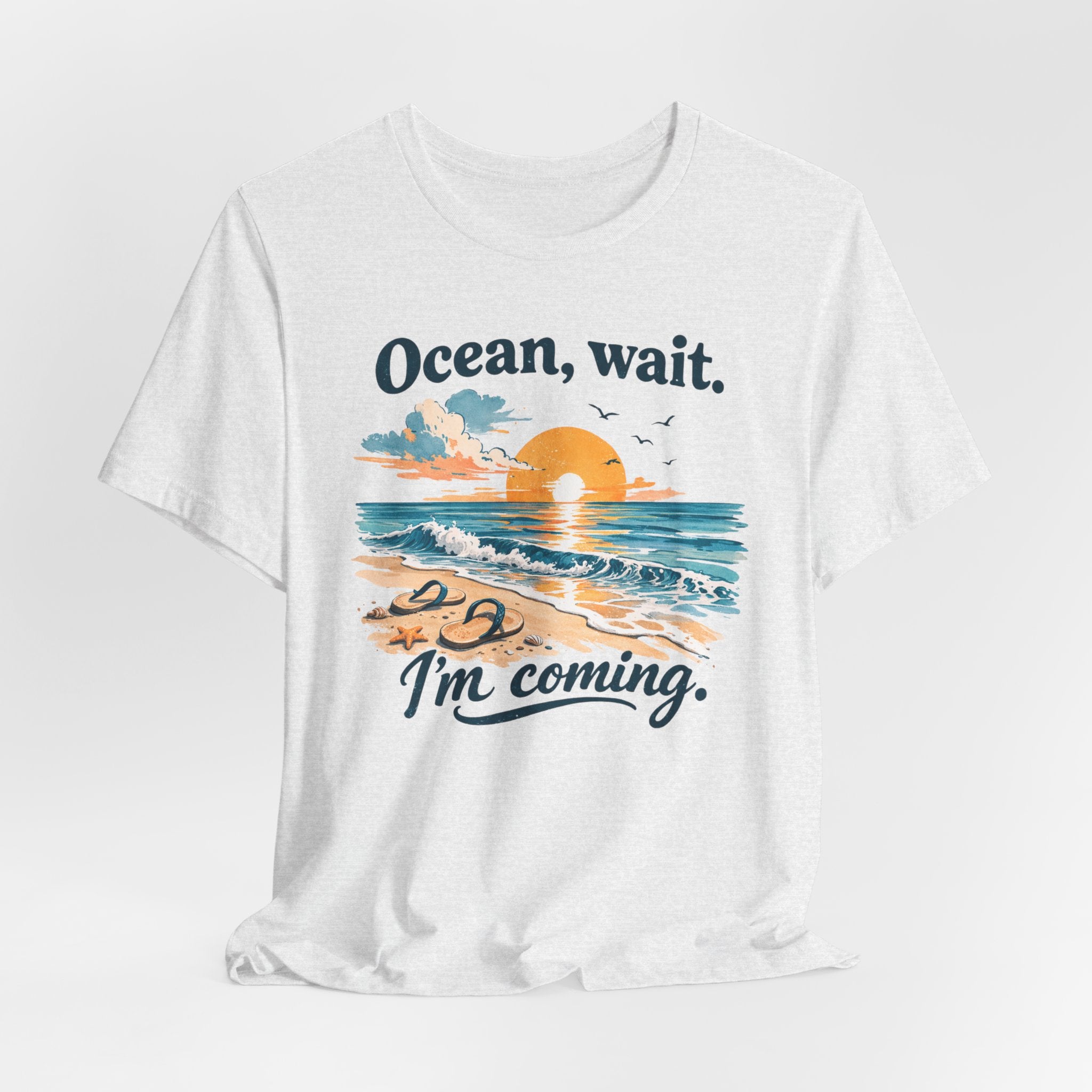 Ocean, Wait I’m Coming Vintage Beach Graphic T-Shirt MARE QUI CLUB
