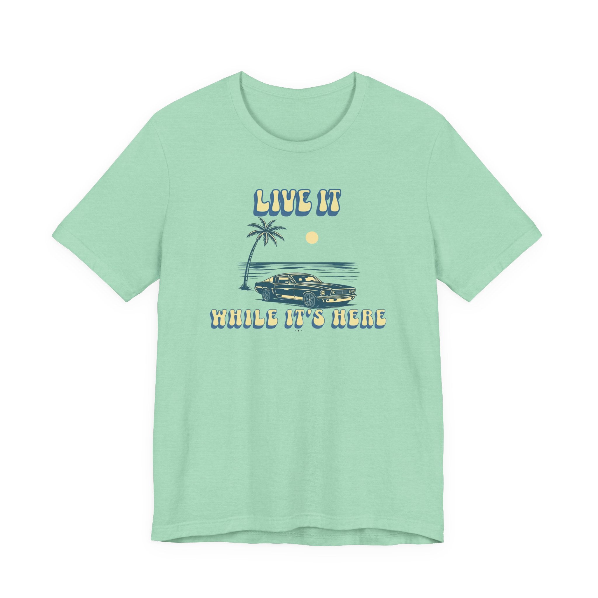 Live It While It’s Here T-Shirt - Retro Beach Sunset beach graphic tee Marequi Club