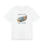 Small Cup. Big View. Positano Coffee T-Shirt Amalfi Coast Italy graphic tee Marequi Club