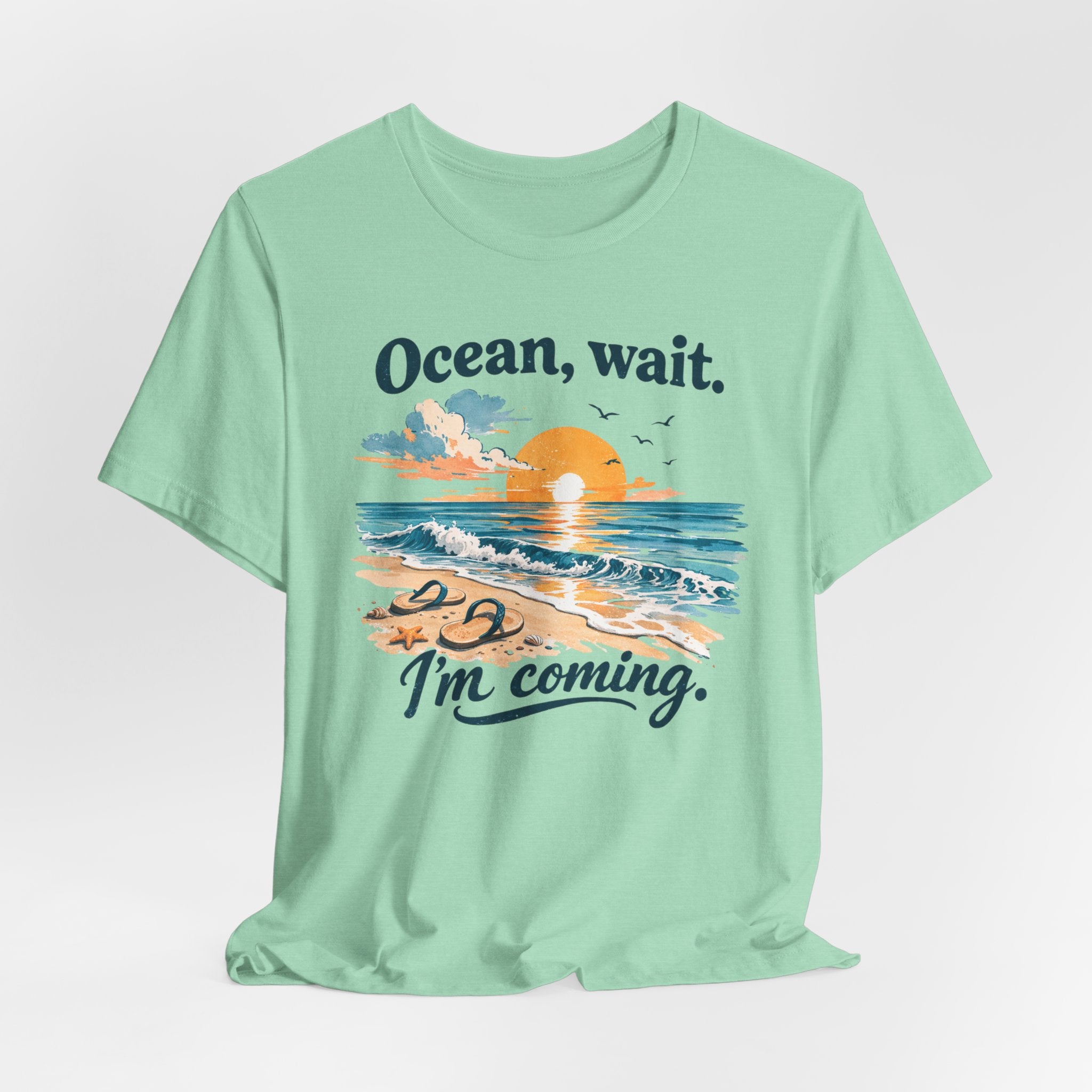 Ocean, Wait I’m Coming Vintage Beach Graphic T-Shirt MARE QUI CLUB