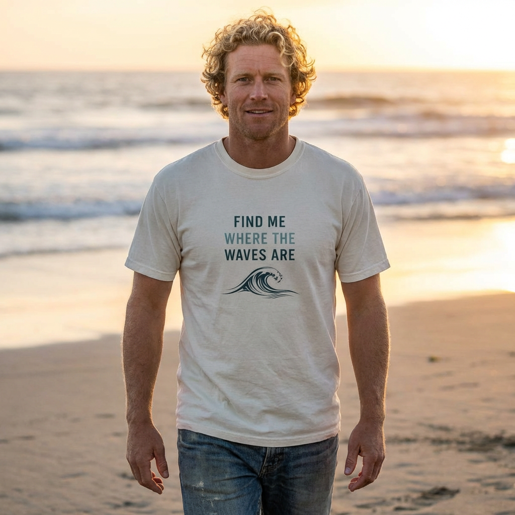 FIND ME WHERE THE WAVES ARE T-SHIRT - MARE QUI CLUB