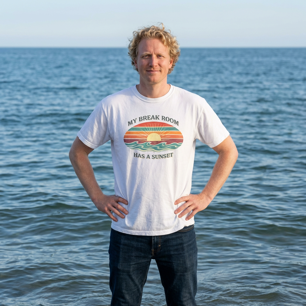 MY BREAK ROOM HAS A SUNSET T-SHIRT | VINTAGE - MARE QUI CLUB