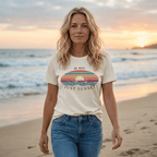 NO RUSH JUST SUNSET T - SHIRT - VINTAGE BEACH GRAPHIC beach graphic tee Marequi Club