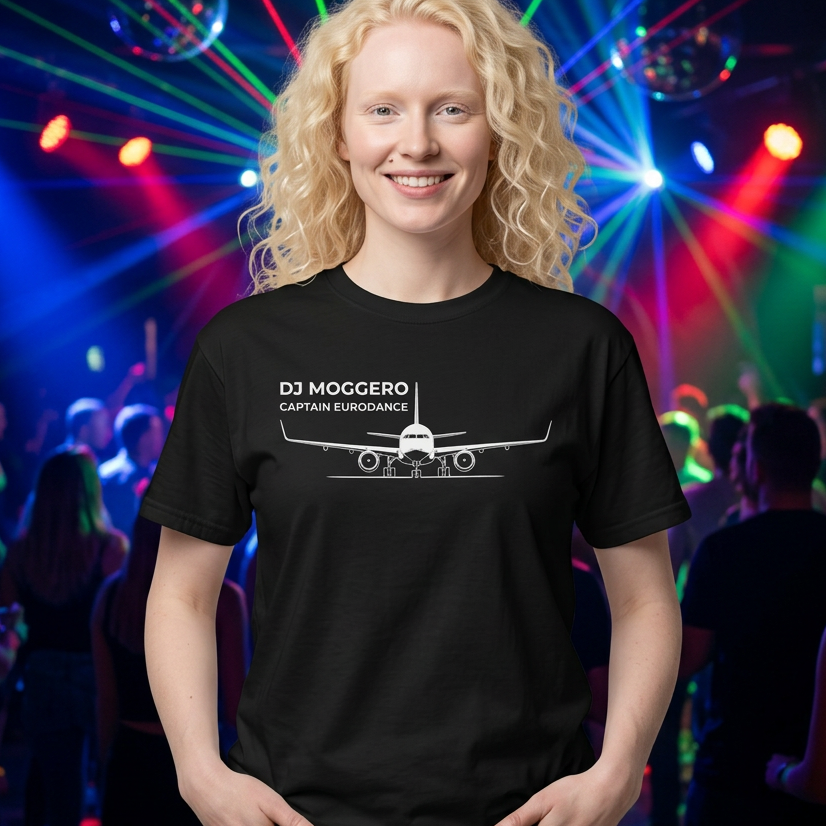 DJ Moggero Captain Eurodance T-Shirt | Aviation Graphic beach graphic tee Marequi Club