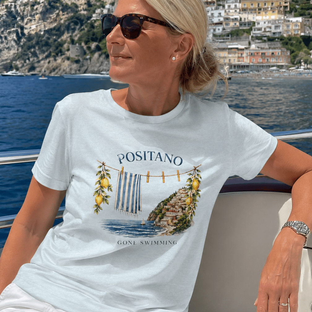 Positano Gone Swimming Vintage Amalfi Coast T-Shirt 🇮🇹 Amalfi Coast Italy graphic tee Marequi Club