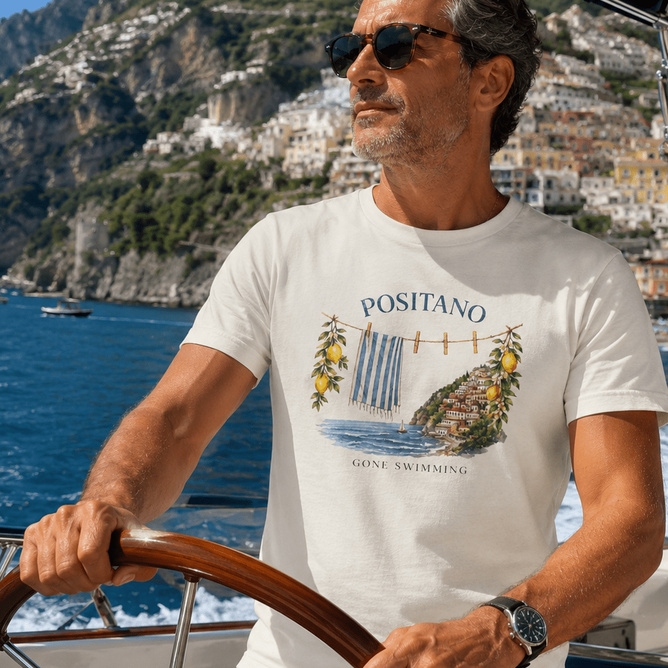 Positano Gone Swimming Vintage Amalfi Coast T-Shirt 🇮🇹 Amalfi Coast Italy graphic tee Marequi Club