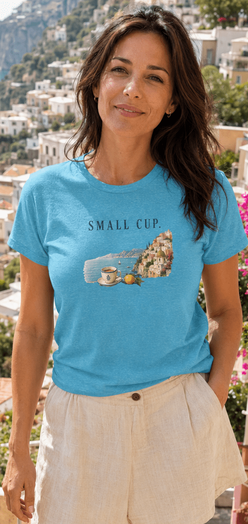Small Cup Tee - Coastal Coffee Graphic T-Shirt Amalfi Coast Italy graphic tee Marequi Club