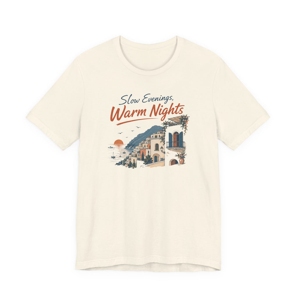 Slow Evenings, Warm Nights - Vintage Positano T-Shirt Amalfi Coast Italy graphic tee Marequi Club