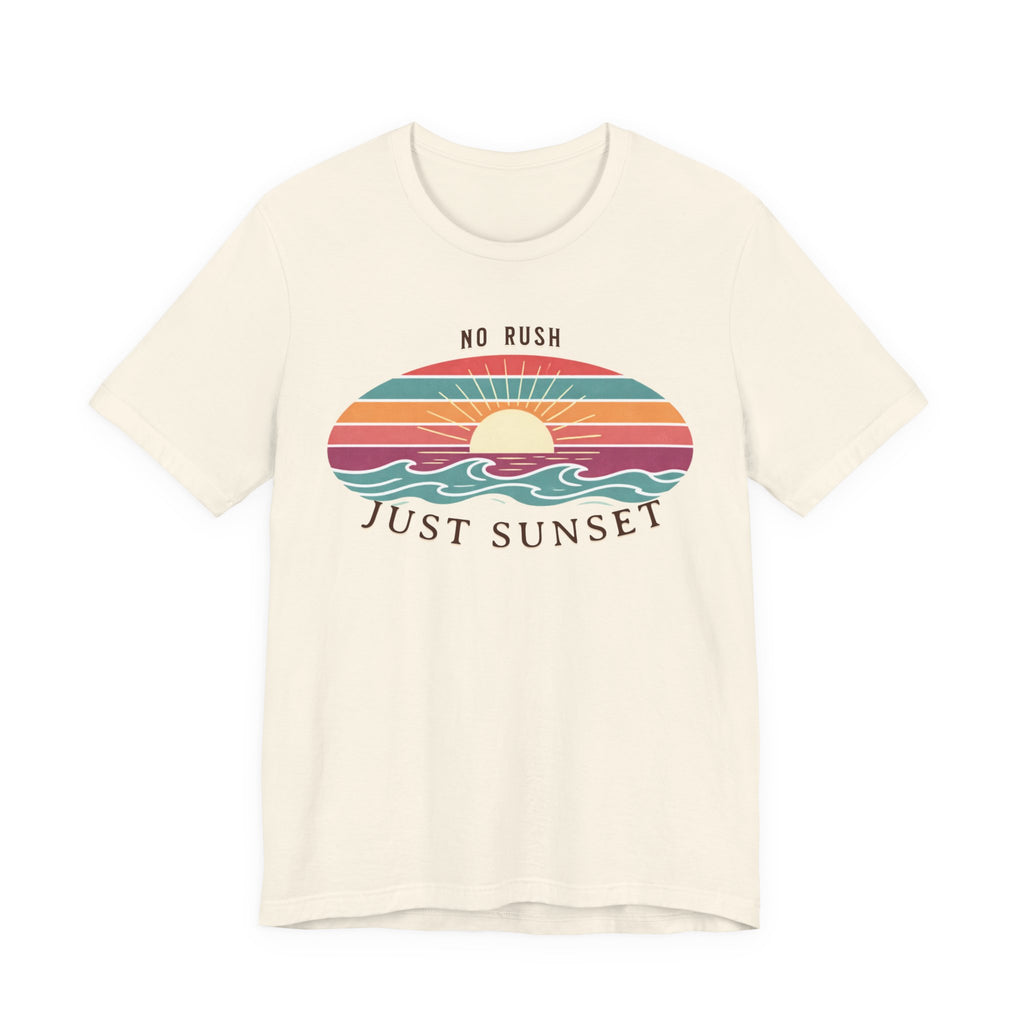 NO RUSH JUST SUNSET T - SHIRT - VINTAGE BEACH GRAPHIC beach graphic tee Marequi Club
