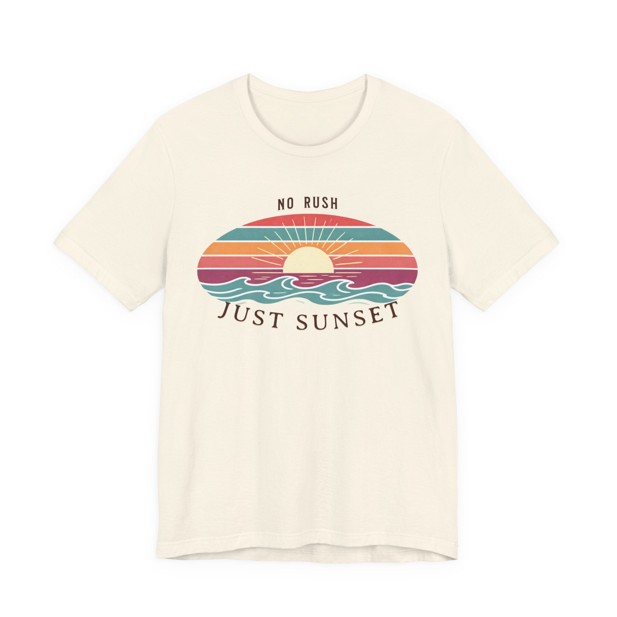 NO RUSH JUST SUNSET T - SHIRT - VINTAGE BEACH GRAPHIC beach graphic tee Marequi Club