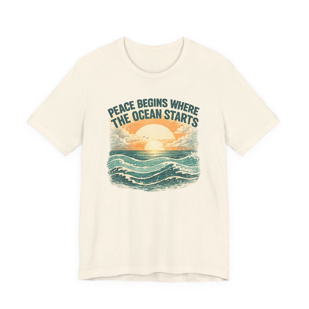 Peace Begins Where the Ocean Starts Vintage Beach beach graphic tee Marequi Club