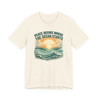 Peace Begins Where the Ocean Starts Vintage Beach beach graphic tee Marequi Club