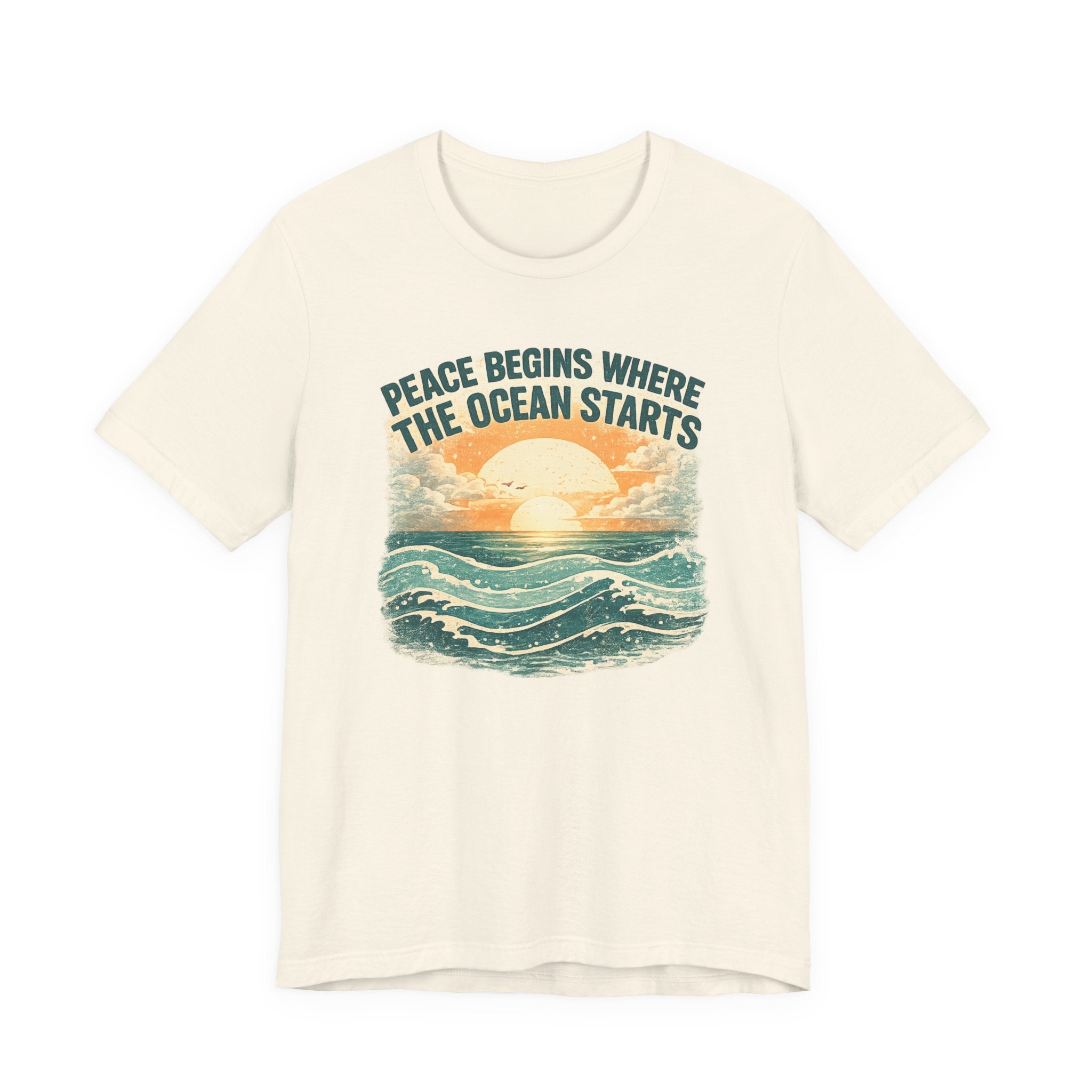 Peace Begins Where the Ocean Starts Vintage Beach beach graphic tee Marequi Club