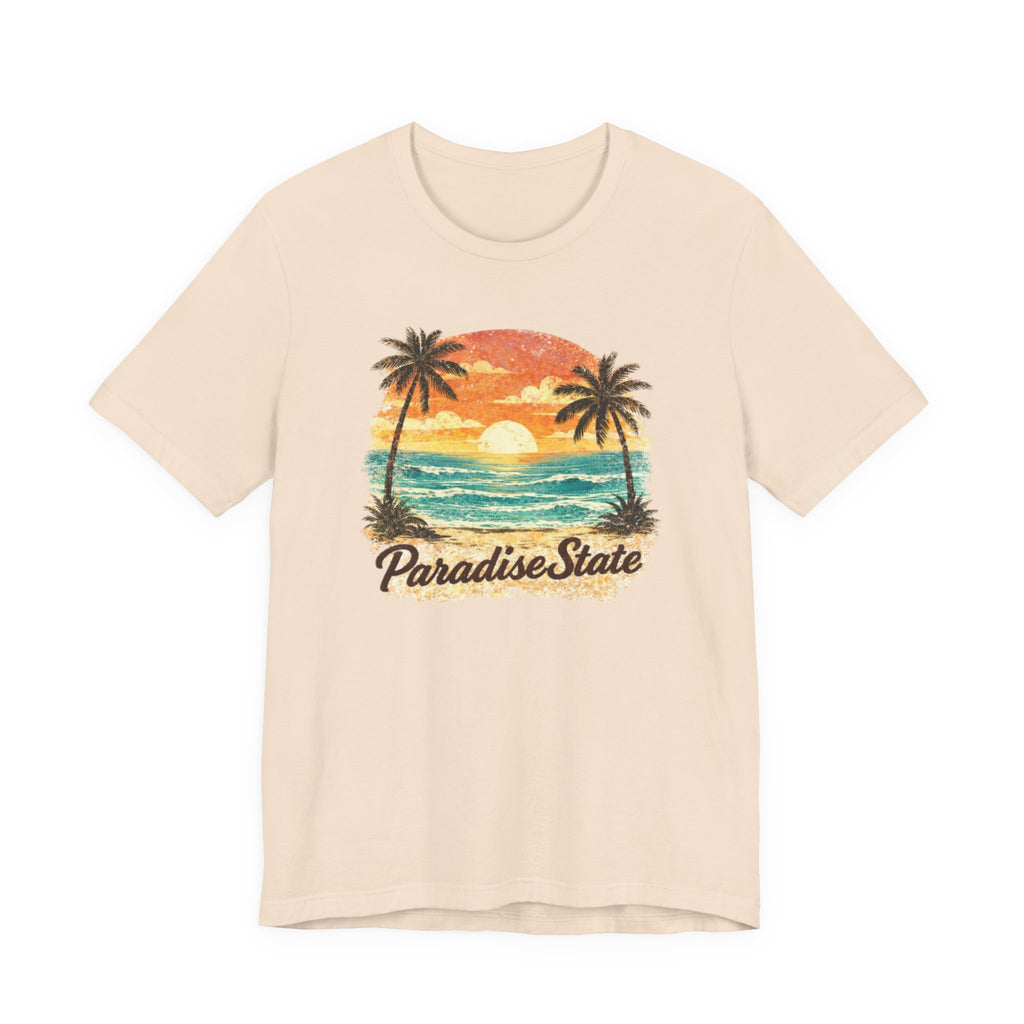 Paradise State Beach T-Shirt - Vintage Sunset Palm Graphic beach graphic tee Marequi Club