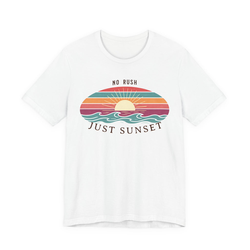 NO RUSH JUST SUNSET T - SHIRT - VINTAGE BEACH GRAPHIC beach graphic tee Marequi Club