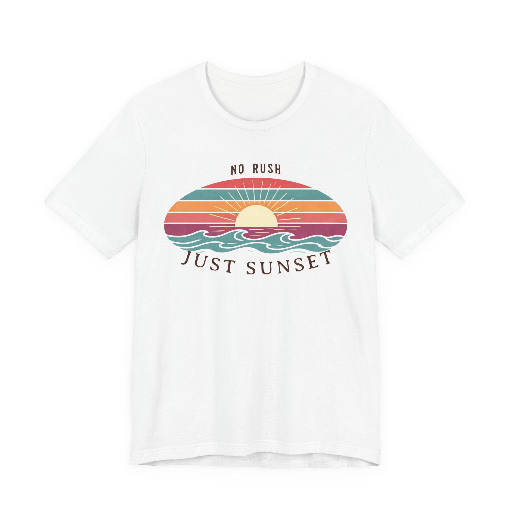 NO RUSH JUST SUNSET T - SHIRT - VINTAGE BEACH GRAPHIC beach graphic tee Marequi Club