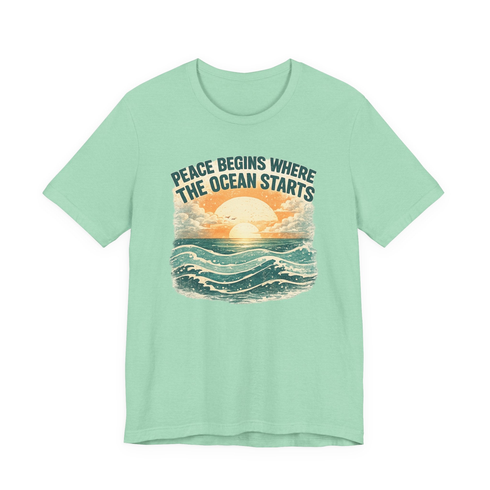Peace Begins Where the Ocean Starts Vintage Beach beach graphic tee Marequi Club