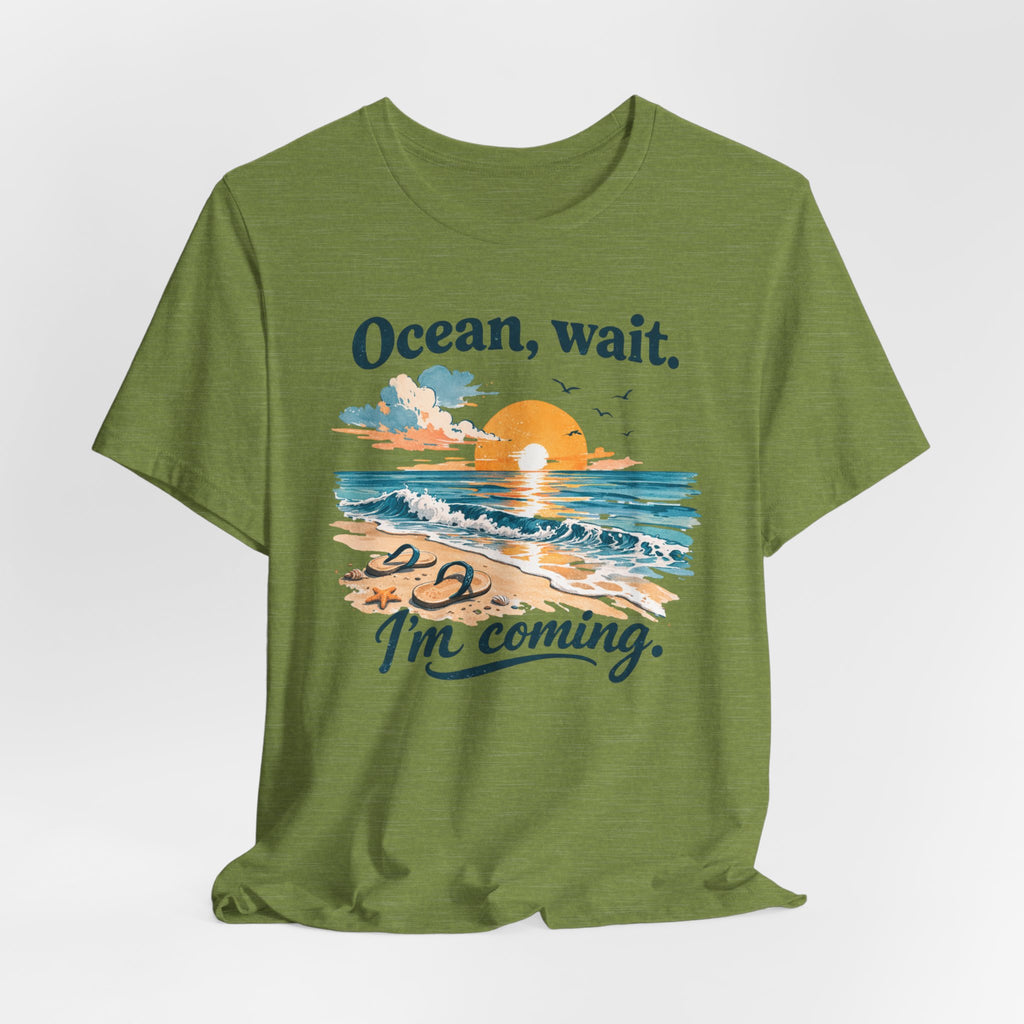 Ocean, Wait I’m Coming Vintage Beach Graphic T-Shirt MARE QUI CLUB