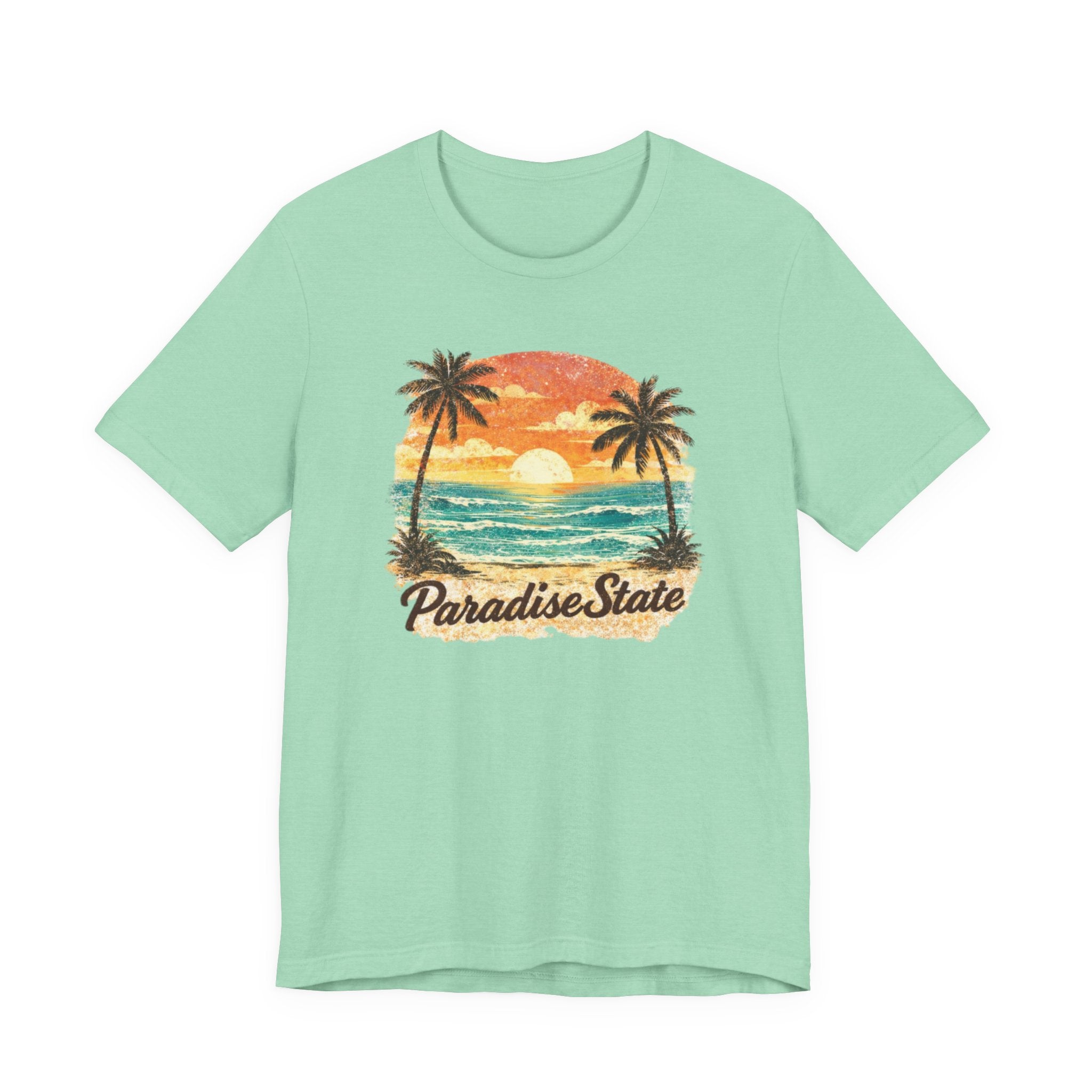 Paradise State Beach T-Shirt - Vintage Sunset Palm Graphic beach graphic tee Marequi Club