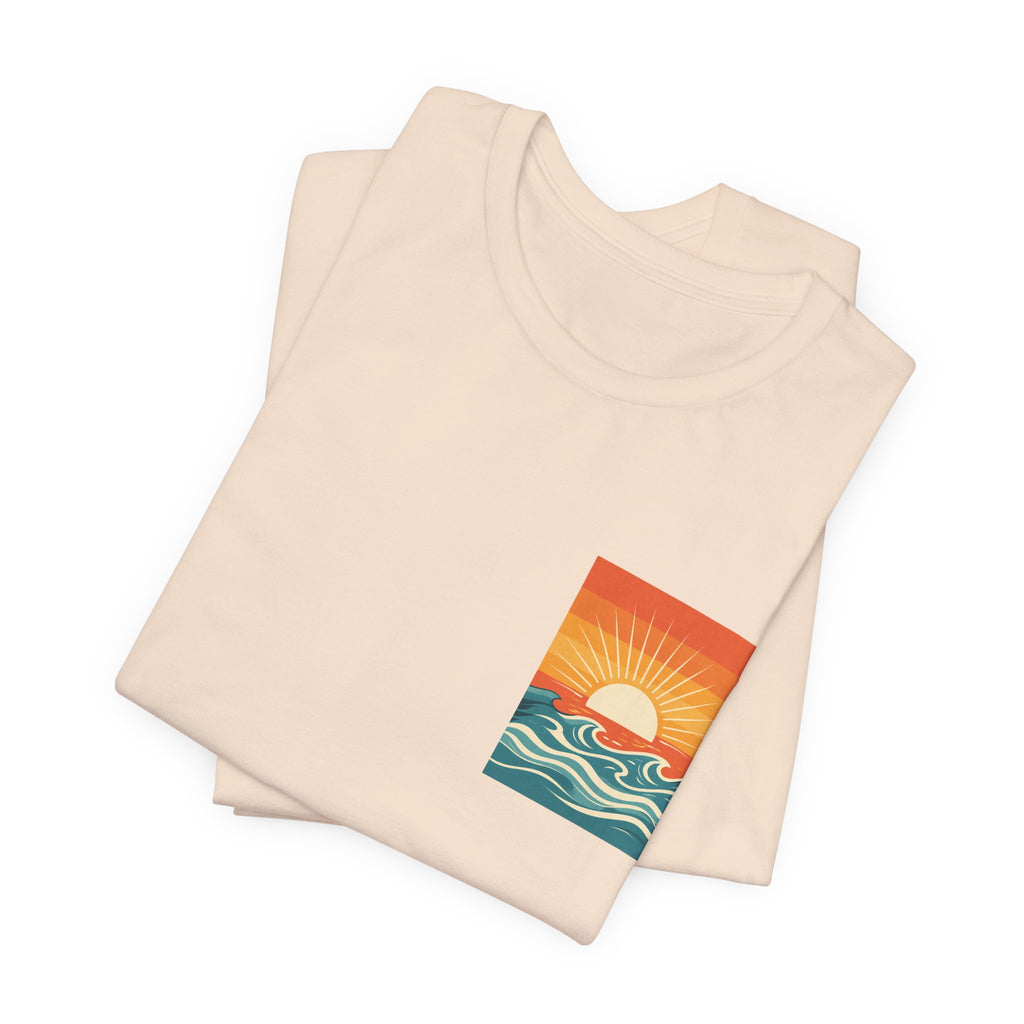 Sunset Waves Pocket Tee - Retro Graphic beach graphic tee Marequi Club