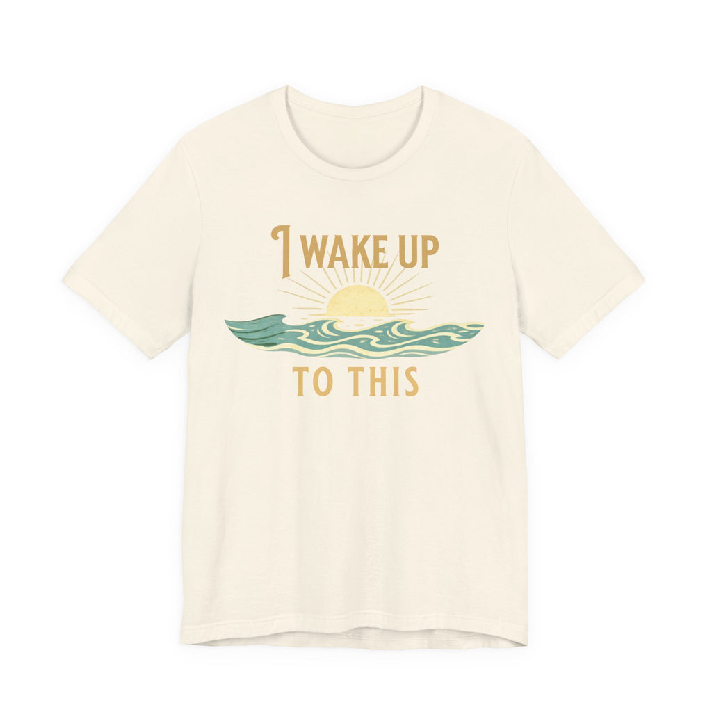 I wake up to this - NO RUSH SUNSET TEE beach graphic tee Marequi Club