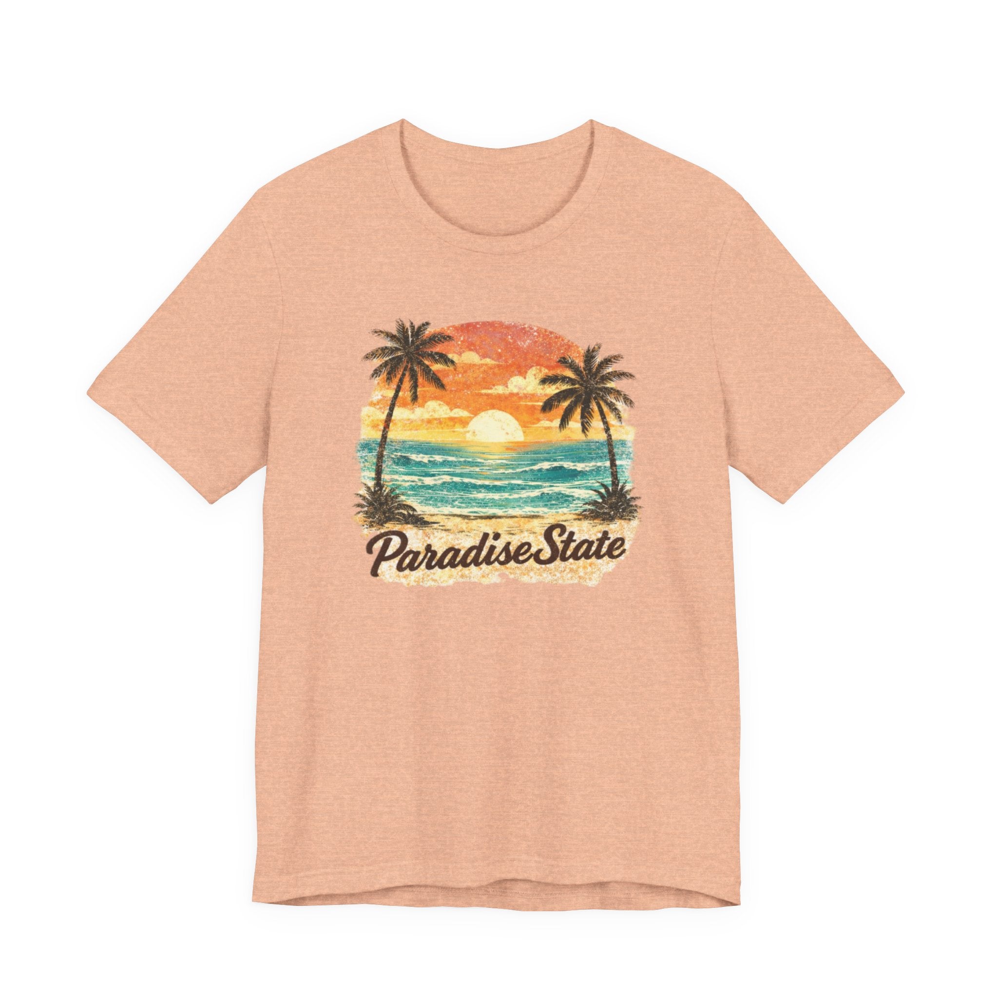 Paradise State Beach T-Shirt - Vintage Sunset Palm Graphic beach graphic tee Marequi Club