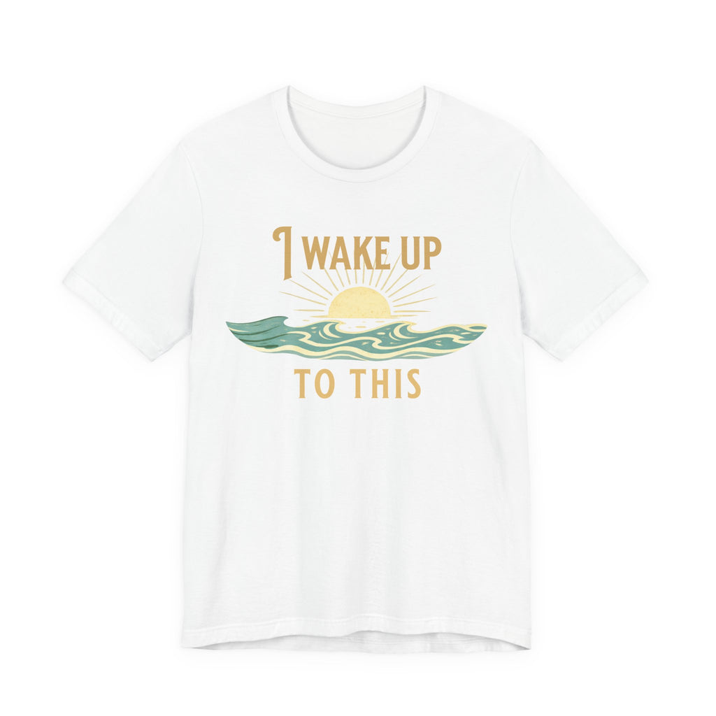 I wake up to this - NO RUSH SUNSET TEE beach graphic tee Marequi Club