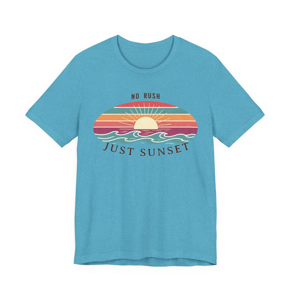 NO RUSH JUST SUNSET T - SHIRT - VINTAGE BEACH GRAPHIC beach graphic tee Marequi Club