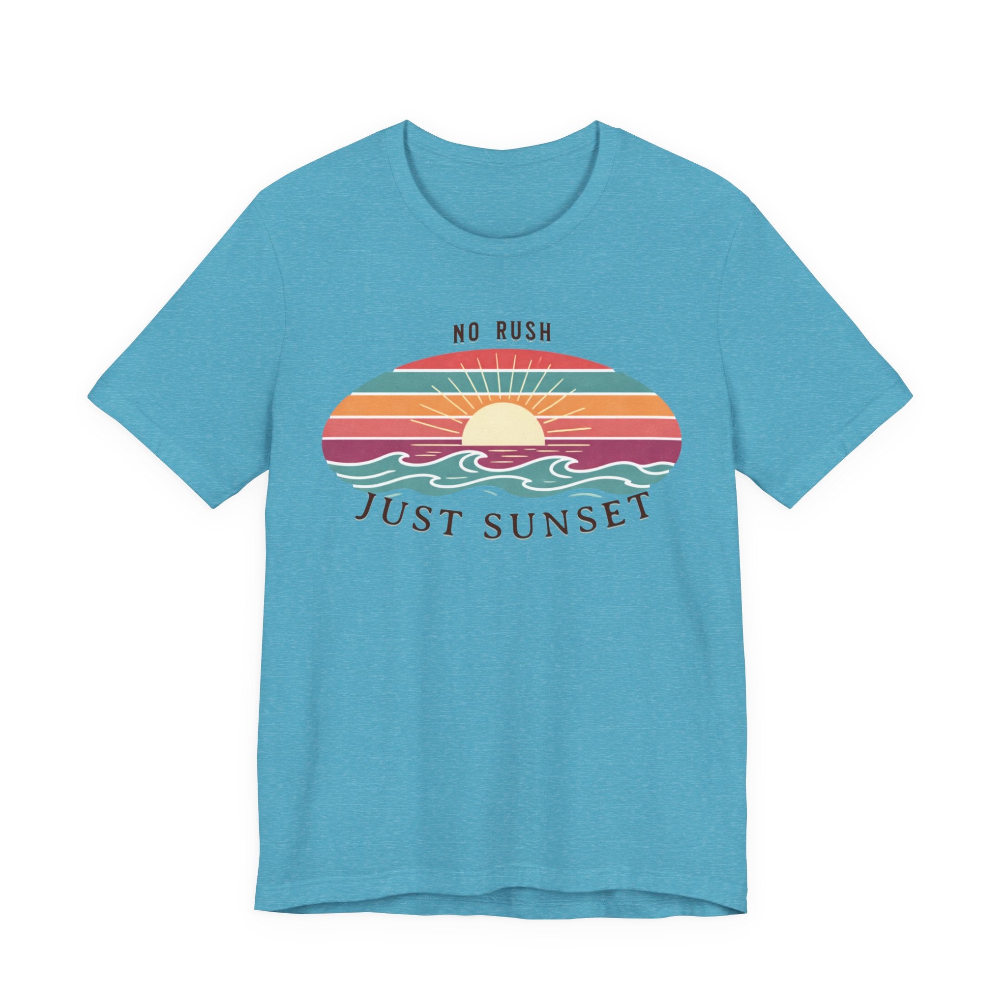 NO RUSH JUST SUNSET T - SHIRT - VINTAGE BEACH GRAPHIC beach graphic tee Marequi Club