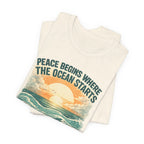 Peace Begins Where the Ocean Starts Vintage Beach beach graphic tee Marequi Club