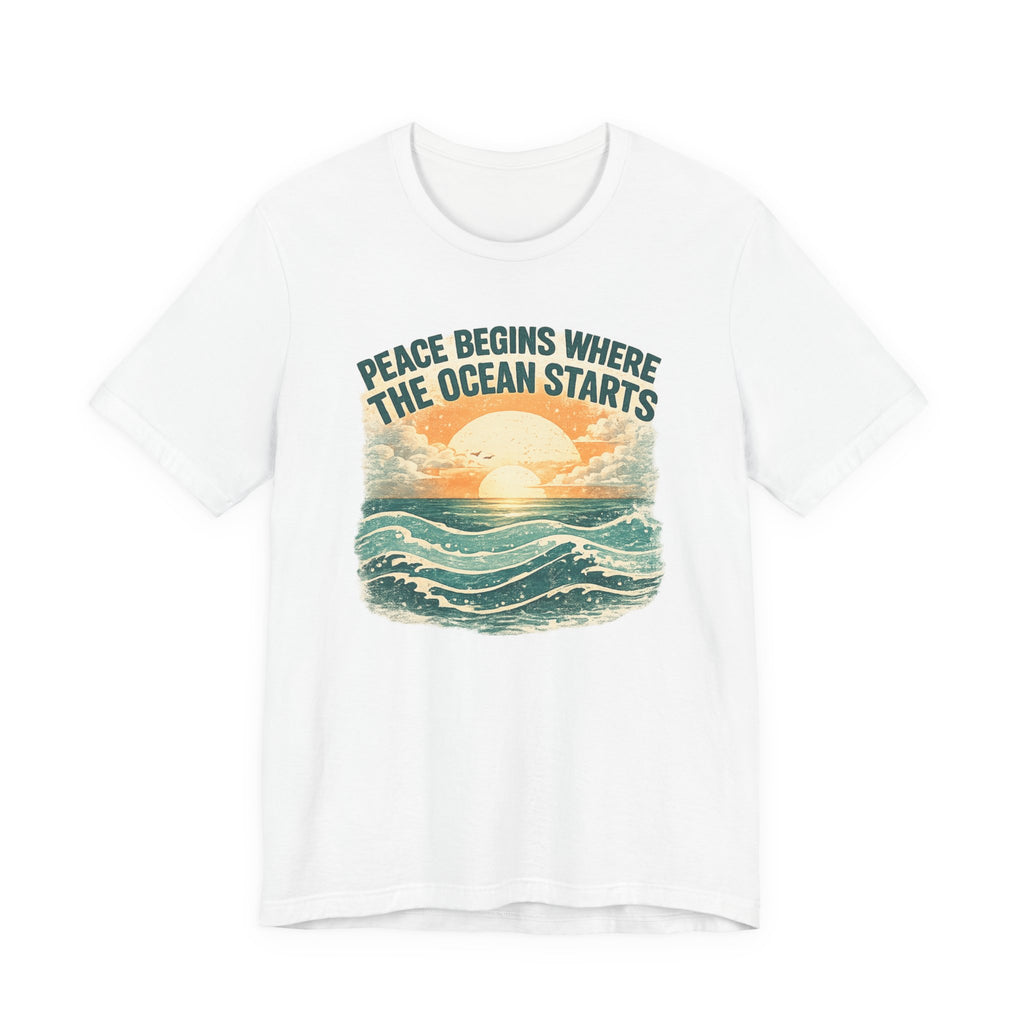 Peace Begins Where the Ocean Starts Vintage Beach beach graphic tee Marequi Club