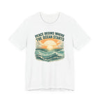 Peace Begins Where the Ocean Starts Vintage Beach beach graphic tee Marequi Club