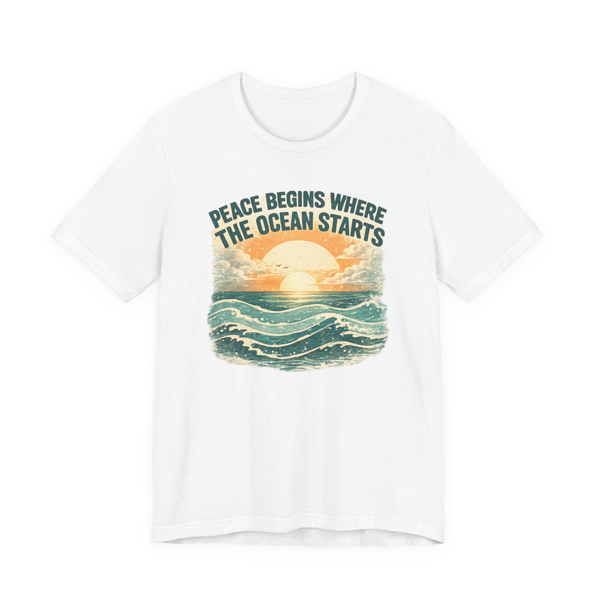 Peace Begins Where the Ocean Starts Vintage Beach beach graphic tee Marequi Club