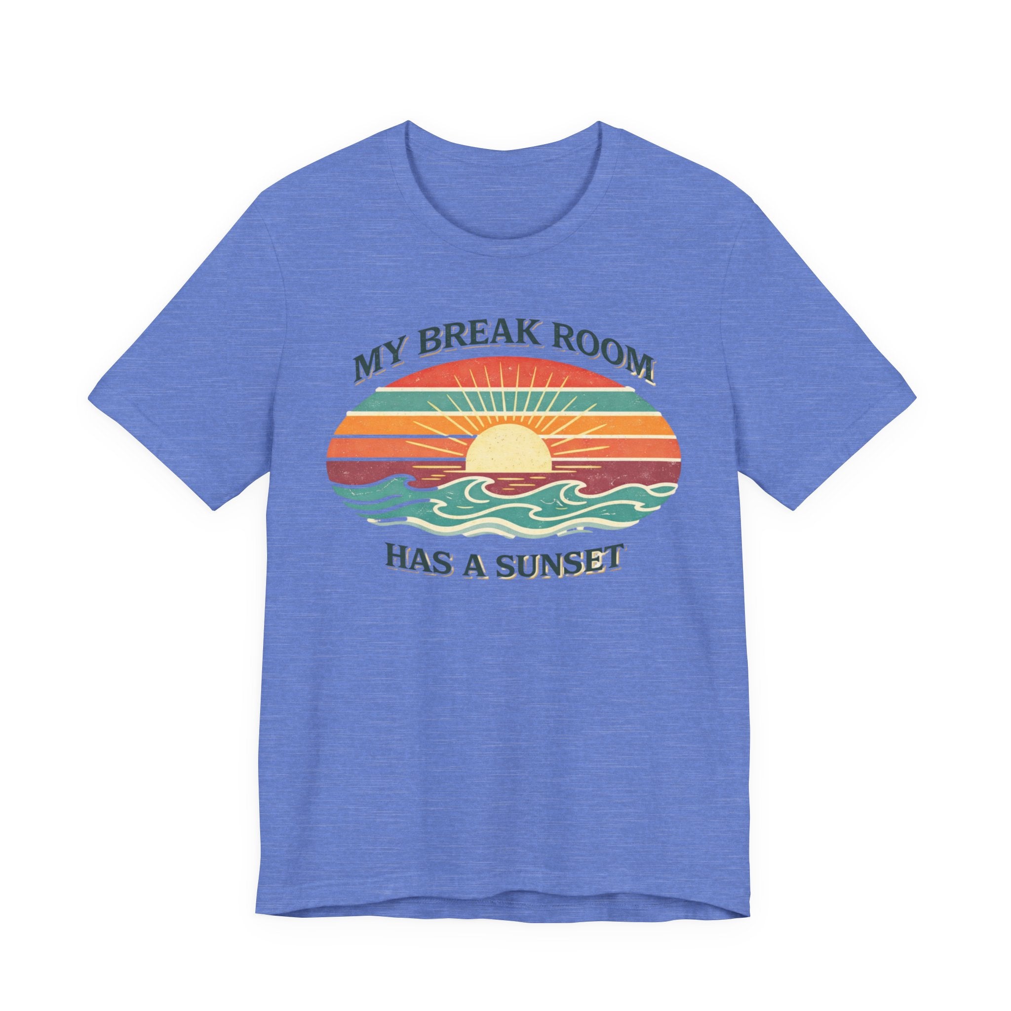 My break room has a sunset… 🌅 T-Shirt - Retro Sunset beach graphic tee Marequi Club
