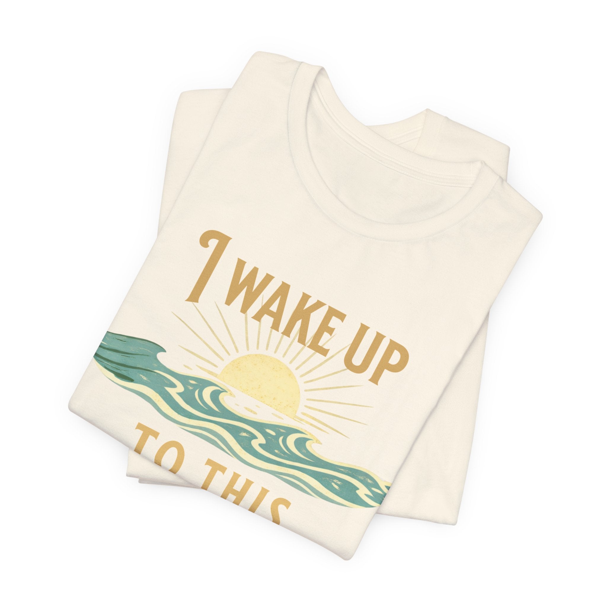 I wake up to this - NO RUSH SUNSET TEE beach graphic tee Marequi Club