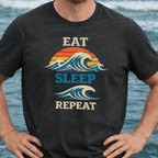 Eat Sleep Repeat T-Shirt - Vintage Wave Beach beach graphic tee Marequi Club